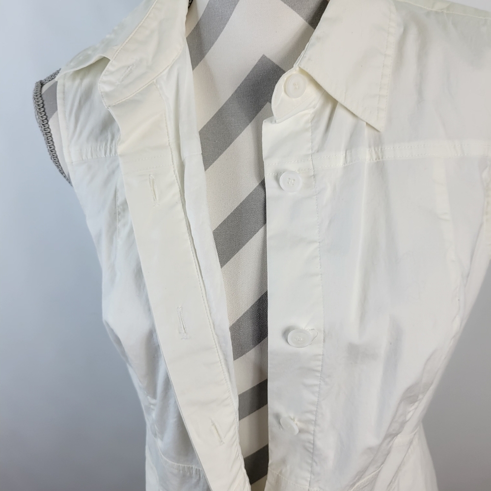 Ann Taylor Loft White Sleeveless Shirt Dress Cotton Size 12 - Picture 10 of 15